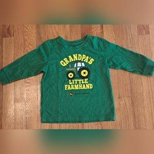 John Deere Grandpa's Little Farmhand Tractor L/S Shirt Top Kelly Green Kids 4T